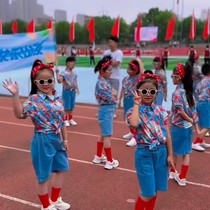 Childrens Flower Guardian Performance Costumes for Children Retro Floral Shirts Hong Kong Style Primary School Games Opening Ceremony Costumes
