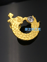 Large Longxing company emblem National Life badge China Life badge 3 5cm copper material with diamond badge custom made