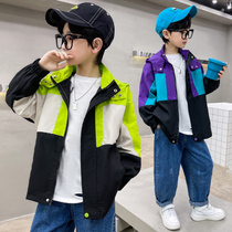 Boy Spring Clothing Jacket 2022 New CUHK Boy Boy Spring Autumn Season Childrens Clothing Foreign Air Handsome RED KOREAN VERSION WAVE