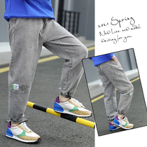Boys jeans 2021 new spring and autumn middle and large childrens pants spring childrens trousers spring thin tide