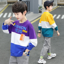 Boy Clothing Boy Pure Cotton Sweater 2022 New Spring Clothing Children CUHK Boy Boy Foreign Air Spring Autumn Style blouses