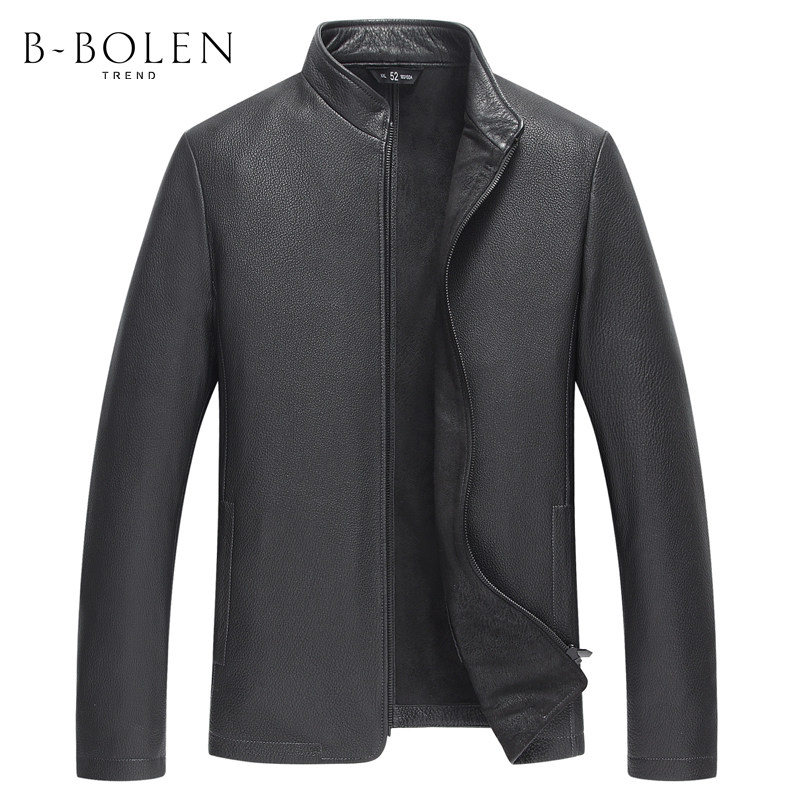 New Zealand authentic deerskin leather clothing Men's Haining spring and Autumn leather leather jacket stand-up collar single leather middle-aged business jacket