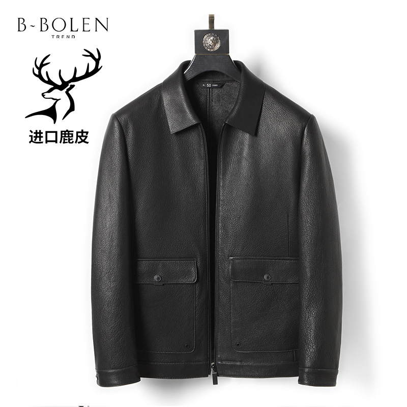 New Zealand authentic deerskin leather clothing men's high-end Haining new leather jacket lapel thin business casual jacket