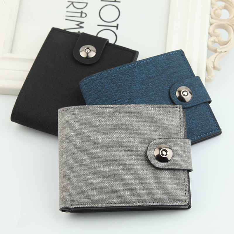 New Men's Canvas Wallet Men's Short Section Ultra-thin Personalized Wallet Teenagers High School Students Korean Trendy Brand Wallet