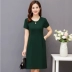 Áo bà bầu mùa hè 40-50 tuổi Phụ nữ trung niên mùa hè Váy ngắn tay dài thanh lịch - Quần áo của mẹ