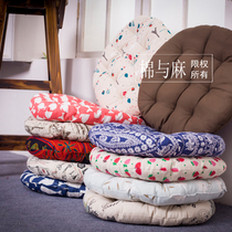 Cotton linen pastoral Korean dining chair cushion steamed bread cushion office chair cushion computer cushion student cushion tatami mat