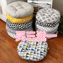Cotton linen pastoral Korean dining chair cushion steamed bread cushion office chair cushion computer cushion student cushion tatami mat