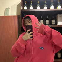 Female chic loose Korean version Japanese zipper oversize blouse 2021 fall for female chic loose coat of clothing