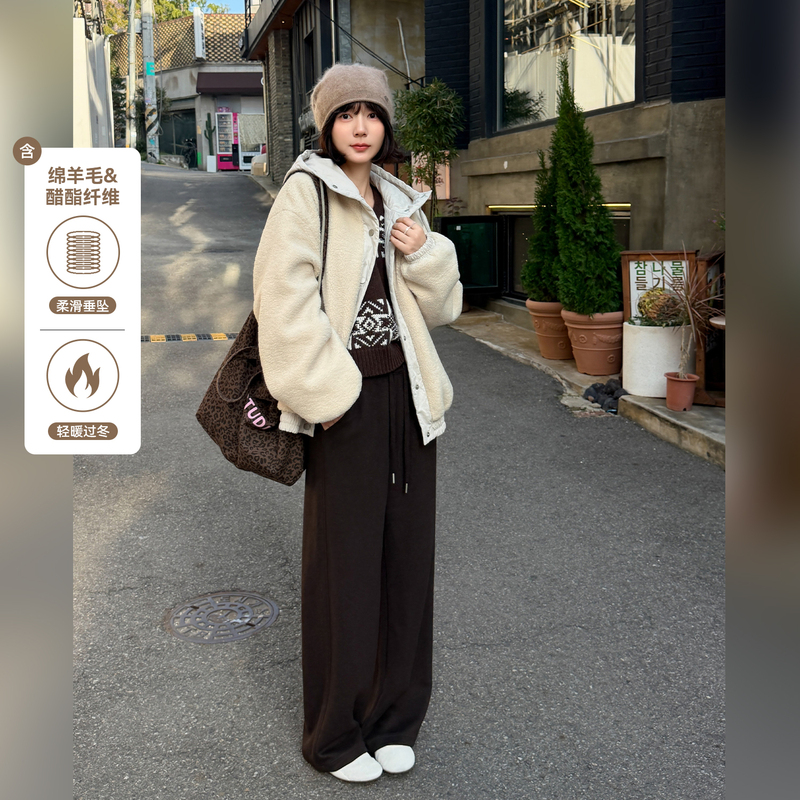 【Hot Spring Stroll】Farejia Relaxing Straight-Leg Glutinous Rice Pants for Women, New Winter Style, Warm, Loose, Casual Pants 【Hot Spring Stroll】Farejia Relaxing Straight-Leg Glutinous Rice Pants for Women, New Winter Style, Warm, Loose, Casual Pants