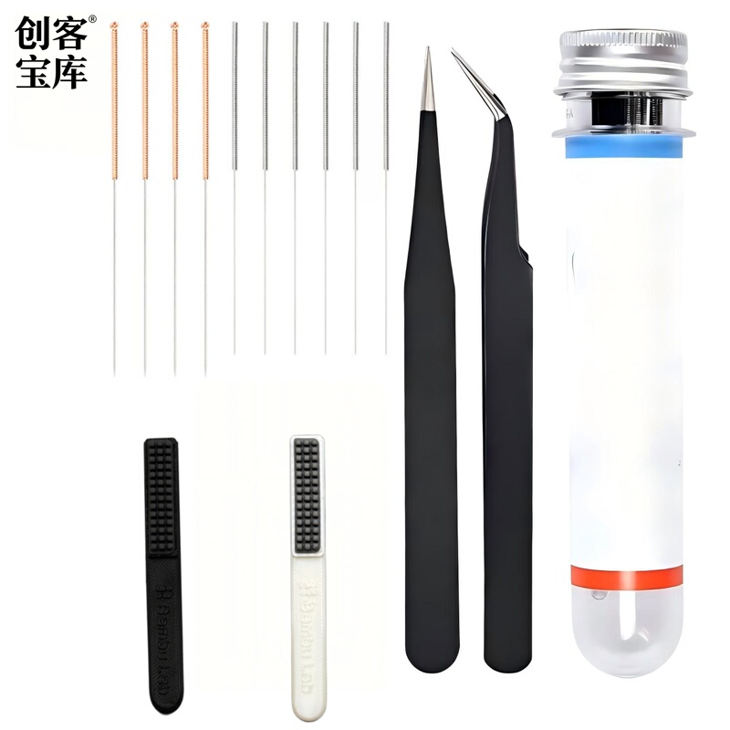 3D Printer Accessories Nozzle Cleaning Drill Bit Cleaning Needle Through-Hole Tool Set with Tweezers Suitable for Tuozhu
