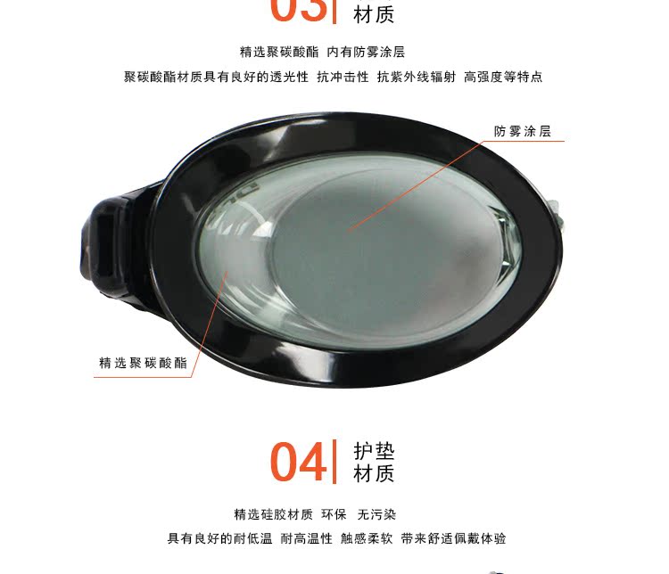 American Baroque Chống sương mù Chống tia cực tím Độ phân giải cao Đàn ông và phụ nữ mắt trái và mắt phải tùy chọn kính bơi 72995 - Goggles kính bơi có độ