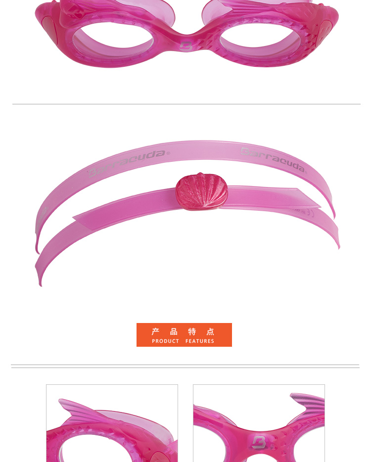 Kính râm dành cho trẻ em Mỹ Barracuda chống sương mù và chống tia cực tím tích hợp 7-15 tuổi 13220 - Goggles kính lặn có ống thở