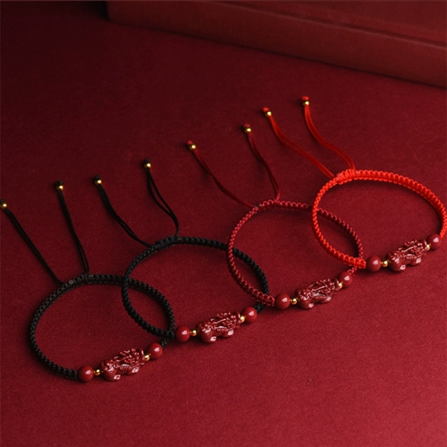 Браслет с одной бусиной, плетеный браслет из красной нити подходит для мужчин и женщин, оберег на день рождения, цвета киновари