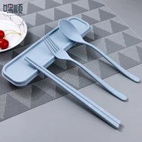 Синий [палочки для еды+вилка+ложка+коробка]