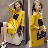 Mùa hè 2018 mới thời trang hoang dã chạm đáy áo sơ mi nữ tay ngắn Váy thun dài đoạn rộng size nữ buông lơi - Áo phông áo phông rộng