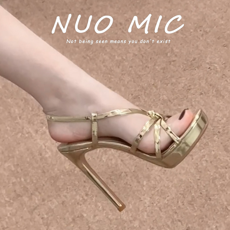 12cm Gold High-End Open-Toe Sandals 2026 Summer New Sexy Stiletto Platform High Heels for Women, Stunning Beauty