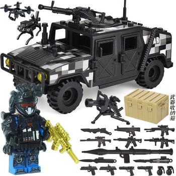 Popular Item Return: Gold-Plated Rose Black Gold Minifigure Hummer Vehicle Delta Special Forces Building Block Toy
