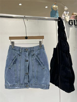 GUNU Valley Slave Retro Single Row Buttoned Blue Denim Half Body Dress Woman slim and high waist Spice Girls Short A-word dress