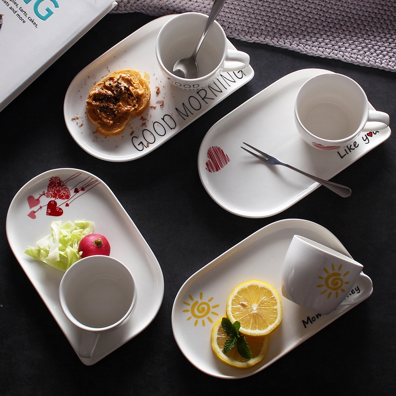 Eurostyle Ceramic Coffee Cup Saucer Suit British Lower Afternoon Tea Tea Set Nordic Breakfast Cup Creative Couple Cups Water Cup-Taobao