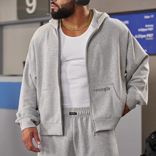 Youngla American Style New Muscle Fitness Running Basketball Sports Hooded Sweatshirt Casual Trendy Brand Printed Jacket