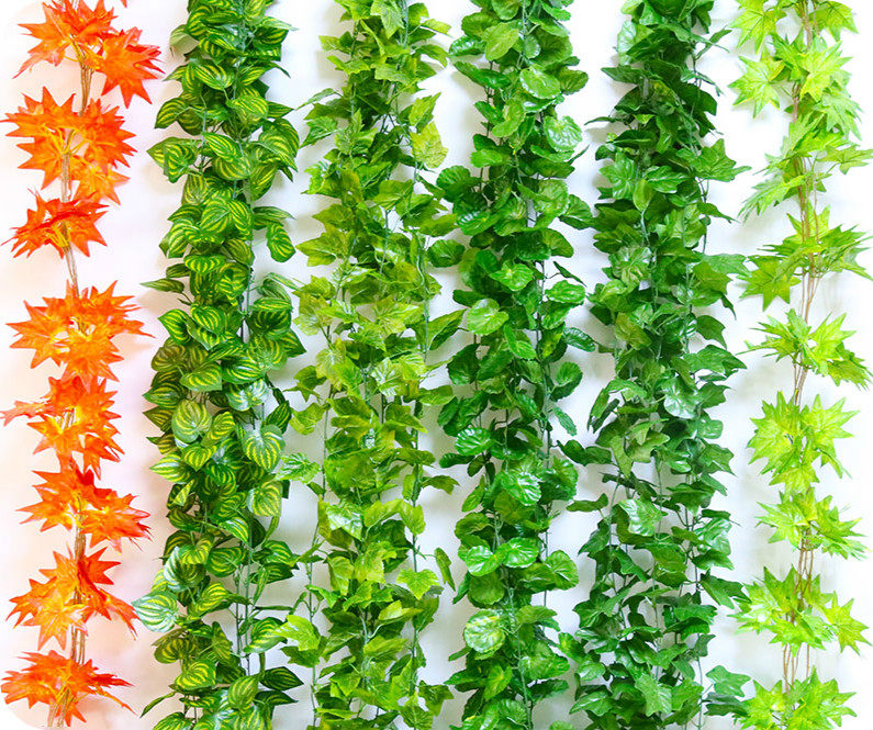吊顶装饰品仿真假大葡萄叶串藤绿藤蔓植物树叶子塑料藤条屋顶