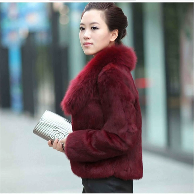 2017 Haining mới mùa đông fox fur collar kích thước lớn mẹ nạp lông thỏ faux fur coat nữ đoạn ngắn giải phóng mặt bằng