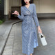 Sequined dress women's long-sleeved autumn 2022 new French style high-end temperament high-end waist mid-length skirt