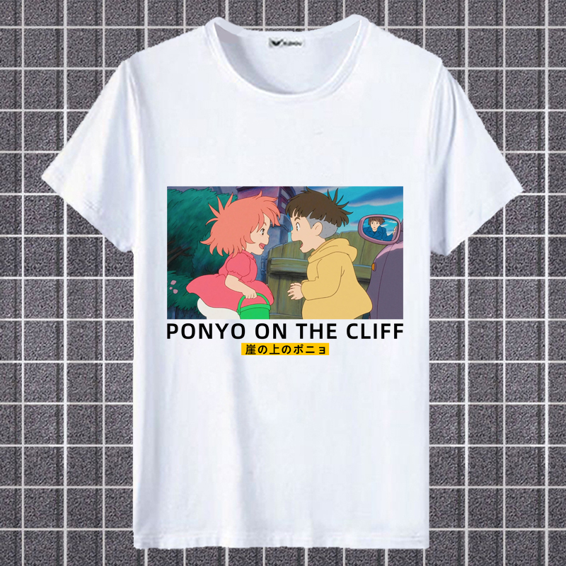 Goldfish on the Cliff Hayao Miyazaki Ponyo Sosuke Short-Sleeved Anime Clothing Couple Style Cartoon Men's and Women's Clothing