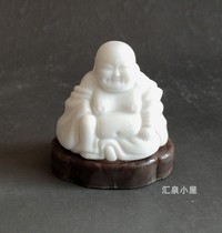 In the early days of the liberation of the Republic of China the glazed material Maitreya Buddha ornaments white milk white imitation jade glass cream cream bottle