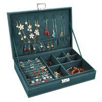 Jewelry box with lock wooden European-style large-capacity earrings earrings necklace bracelet Retro style jewelry storage box Simple