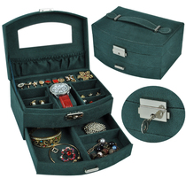 Jewelry box Korean princess flannel wooden double-layer earrings drop earrings jewelry European-style earrings storage box large capacity