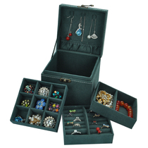 Princess European style retro three-layer flannel wooden earrings earrings jewelry box bracelet makeup small jewelry box