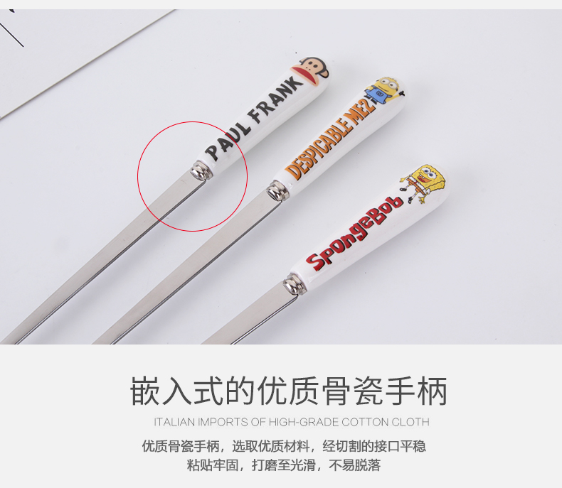 Dễ thương cao cấp sáng tạo nhà hoạt hình gốm sứ bộ đồ ăn bằng thép không gỉ cà phê khuấy muỗng trà muỗng kem tráng miệng muỗng - Cà phê bình pha cafe