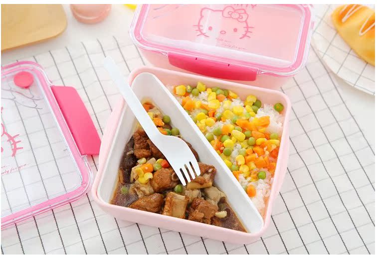 Kt mèo dễ thương phim hoạt hình sinh viên làm việc hộp ăn trưa trẻ em một lớp ngăn nhựa hộp ăn trưa lò vi sóng hộp ăn trưa - Hộp cơm điện sưởi ấm hộp cơm điện giá bao nhiêu