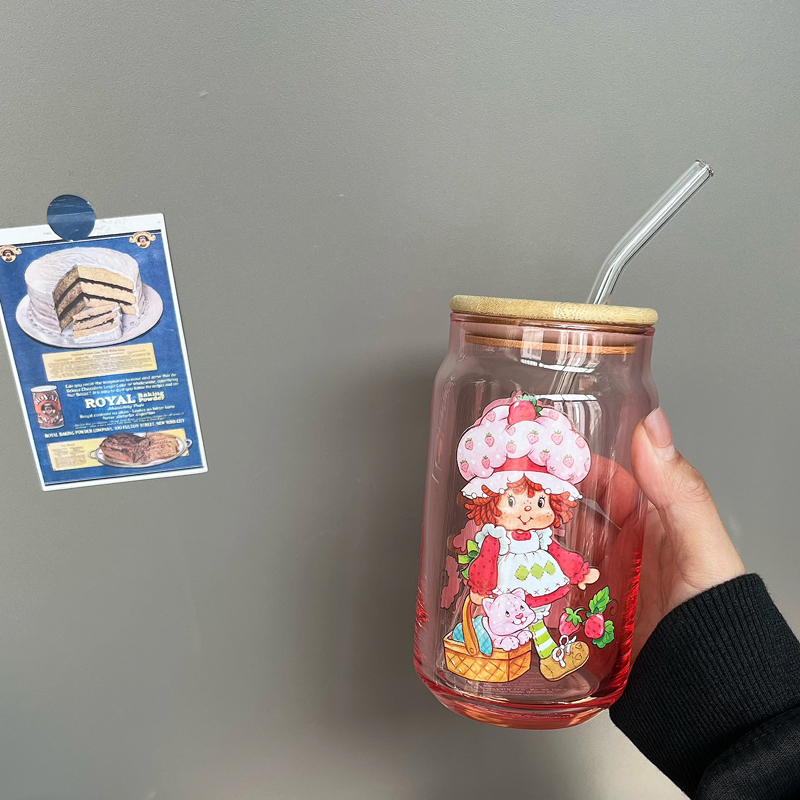 Strawberry Shortcake Doll Cute Cartoon Glass Cup Water Cup Milk Tea Cup Straw Cup Strawberry Girl 500ml Strawberry Shortcake Doll Cute Cartoon Glass Cup Water Cup Milk Tea Cup Straw Cup Strawberry Girl 500ml