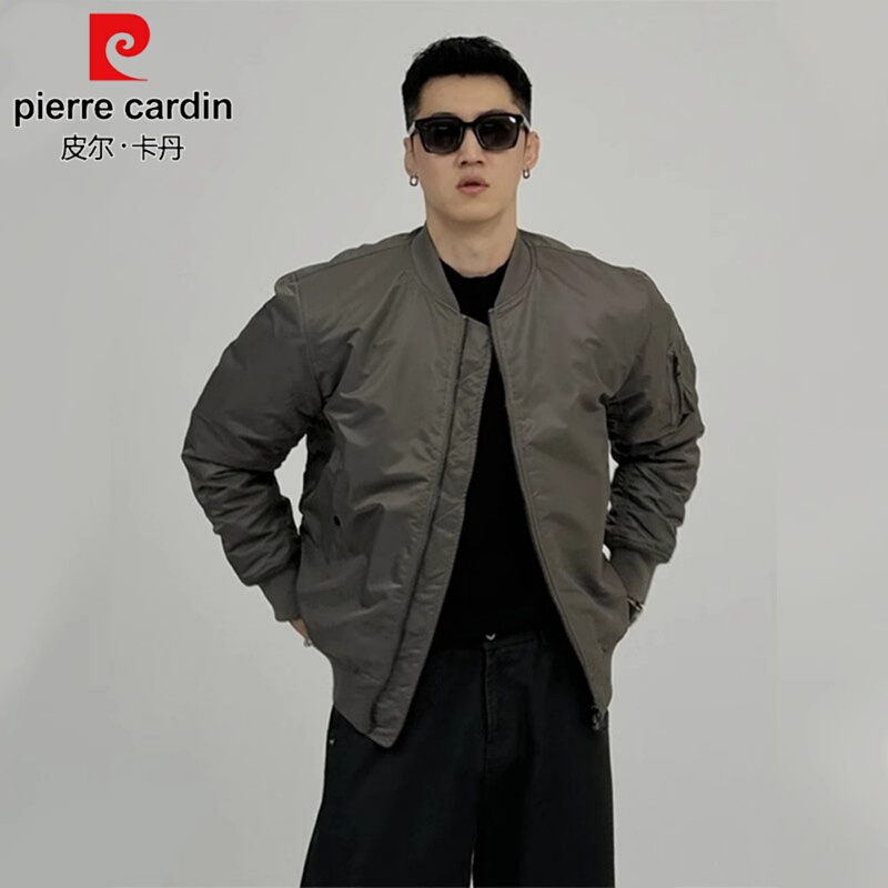 Pierre Cardin Tough Guy Style American Flight Jacket Men's High-End Trendy Brand Men's Workwear Baseball Cotton Jacket