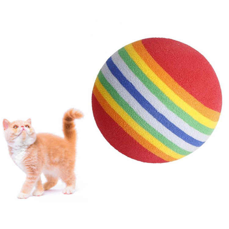 EVA trumpet 35MM RAINBOW BALL CAT TOY BALL SEVEN COLORFUL ELASTIC RAINBOW BALL SILENT BALL TEASING CAT RAINBOW BALL-Taobao