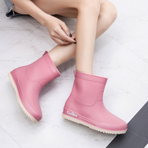 Day Series Fashion Rain Shoes Waterproof Non-slip Middle Cylinder Rain Boots Short Barrel Water Shoes Water Boots Carwash Buy Vegetable Kitchen Shoes Glue Shoe Tide