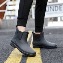 European And European Fashion Rain Shoes Mens Anti Slip Waterproof Short Drum Rain Boots Chelsea Waterproof Shoes Mens Kitchen Abrasion Resistant Working Rubber Shoes