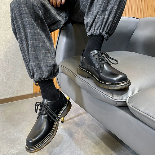 INS Martin Shoes Men's Low British Style Retro Black Leather Korean Version универсальная высокая высокая высока