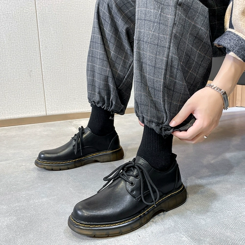 INS Martin Shoes Men's Low British Style Retro Black Leather Korean Version универсальная высокая высокая высока