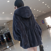 Imported velvet mink coat womens whole mink long 2021 New loose hooded mink fur coat