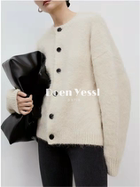 DOEN YESSL lazy style cardigan round neck chic high-end loose top solid color commuter sweater jacket for women