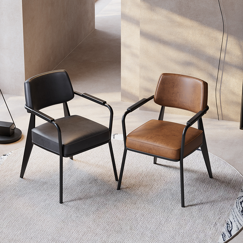 Industrial Style Dining Chair, Retro Cafe, Restaurant, Bar, Milk Tea Shop, Backrest Chair, Office Leisure Wrought Iron Table and Chair