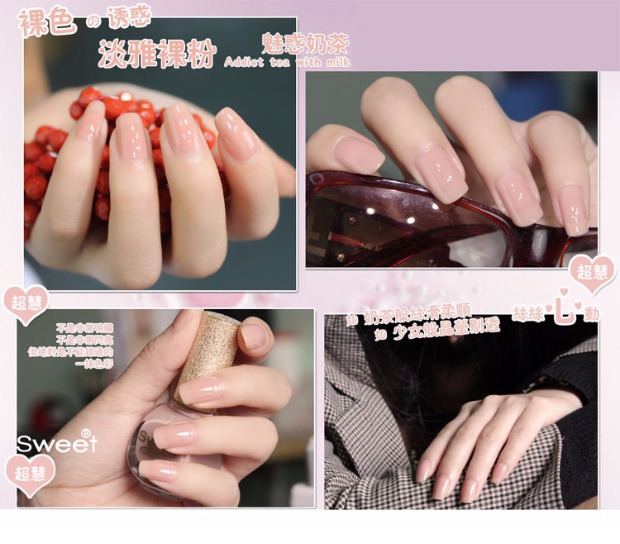 Màu sắc ngọt ngào Eco Nail Ba Lan Set Sức khỏe Kẹo Kẹo Frozen Trong suốt Màu nude Không độc hại Kéo dài - Sơn móng tay / Móng tay và móng chân Bột tráng gương