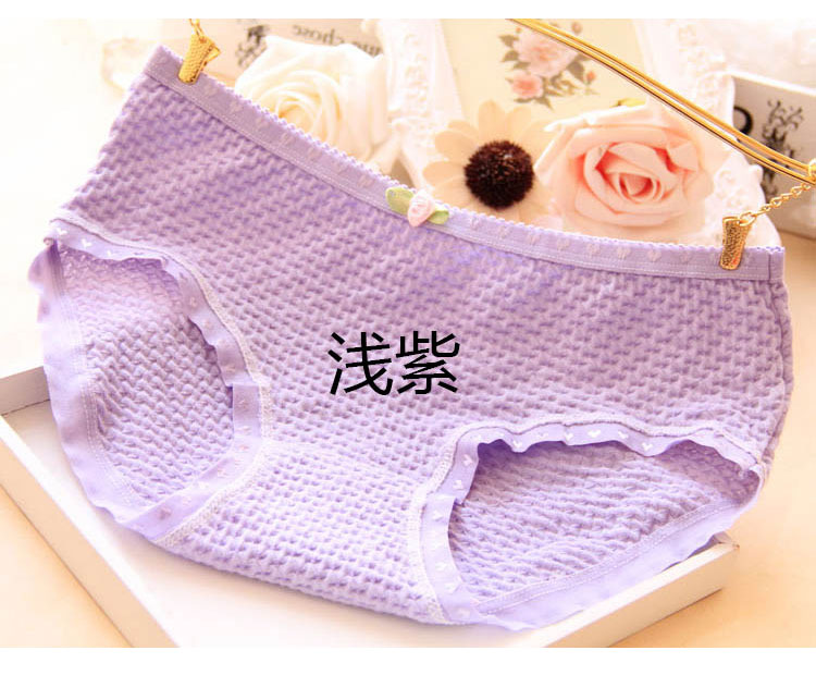 7 bông hoa hồng bằng sợi bông tre đồ lót phụ nữ bong bóng bông eo thấp dễ thương - Vòng eo thấp quần xì