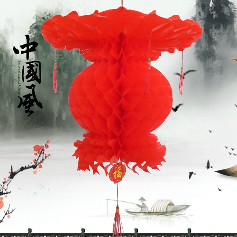 Lucky lantern National Day Red Lantern Wedding celebration Plastic paper lantern Spring Festival New Year Decoration small pendant Small paper Lantern