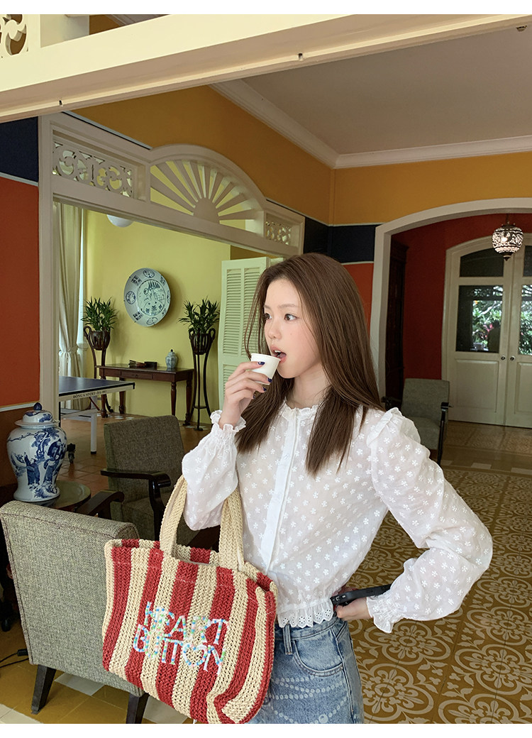 Tuuuh рубашка женская с французским кружевом круглый вырез длинный рукав весенняя новинка блузка базовая