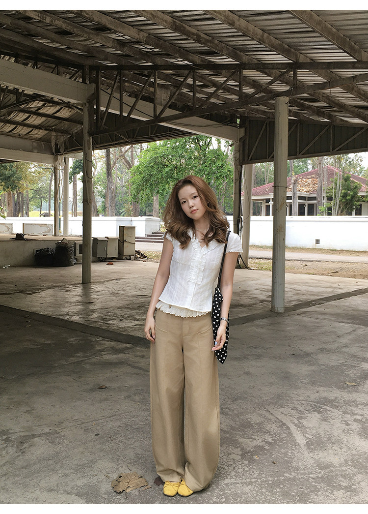 Tuuuh женские повседневные брюки с кружевной отделкой, широкие длинные брюки цвета хаки, весенняя коллекция