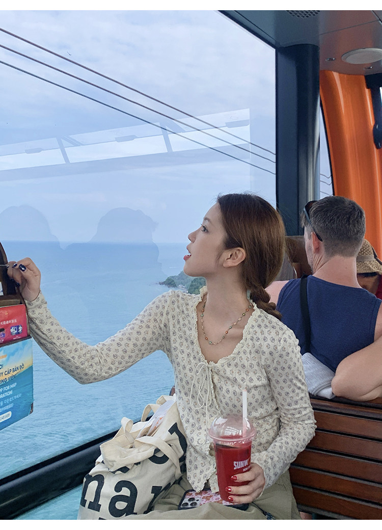 Tuuuh женский тонкий вязаный кардиган с длинными рукавами и цветочным принтом, приталенный с круглым вырезом